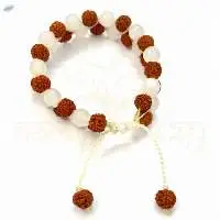 Handmade Rudraksha with Moonstone Bracelet