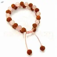 Handmade Rudraksha with Rose Quartz Bracelet