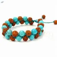 Handmade Rudraksha with Turquoise Bracelet