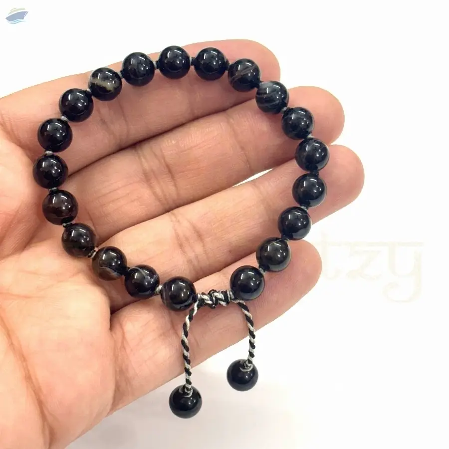 Black Agate Hand-Knotted Protection Bracelet