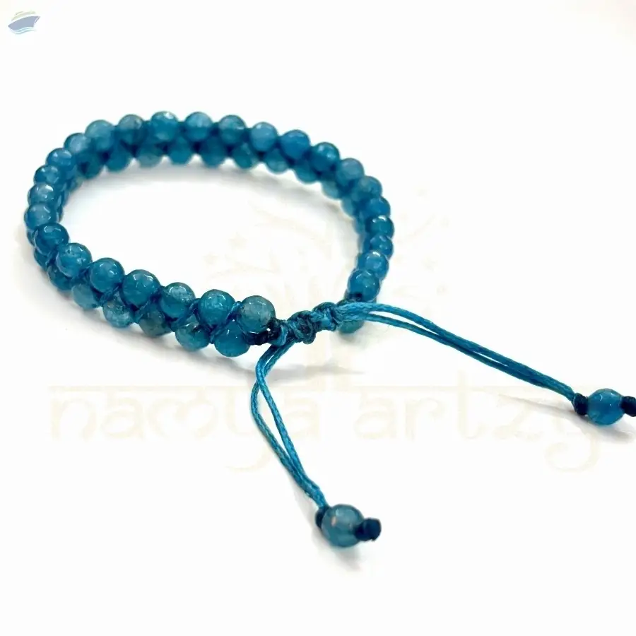 Blue Onyx Gemstone Double Line Bracelet