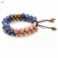 Sodalite Rhodochrosite Gems Double line Bracelet