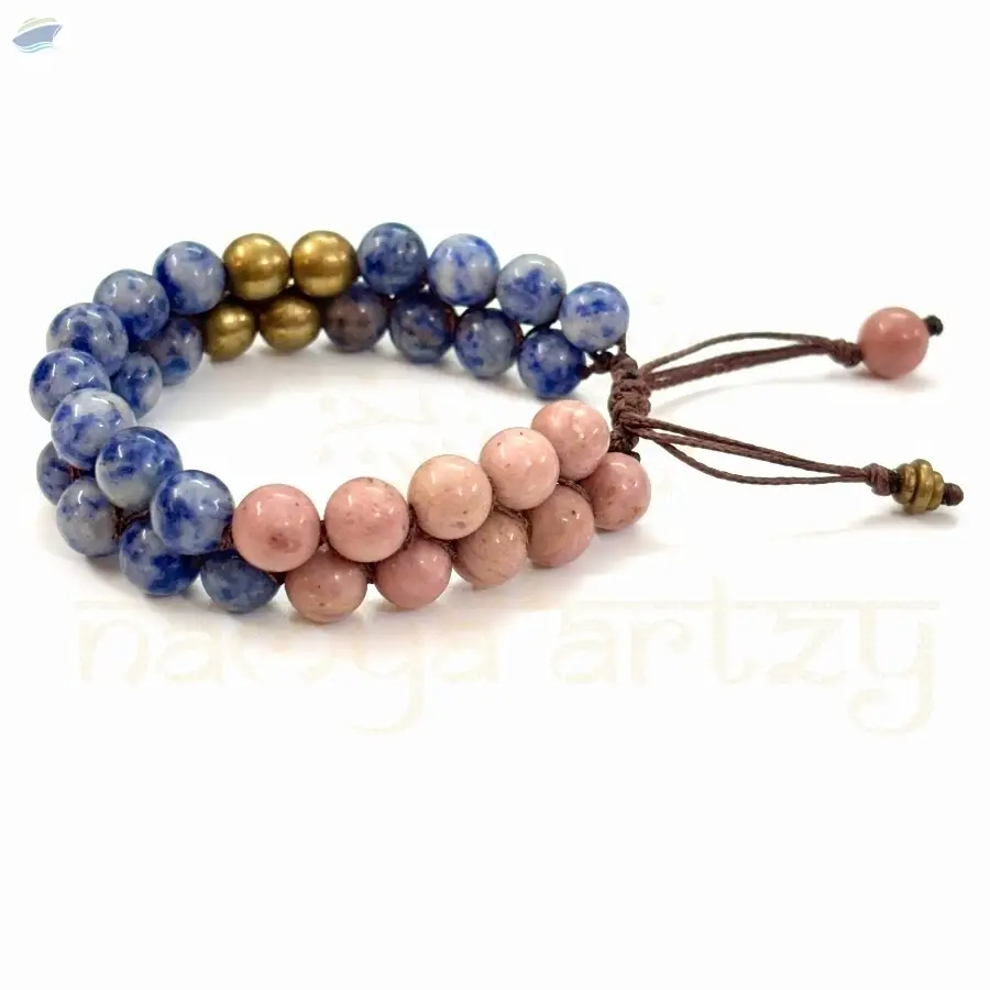Sodalite Rhodochrosite Gems Double line Bracelet