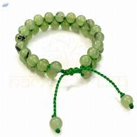 Prehnite Gemstone Double Line Macrame Bracelet