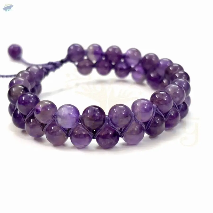 Amethysts Gemstone Double line Macrame Bracelet