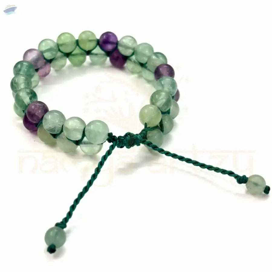 Fluorite Gemstone Double Line Macrame Bracelet