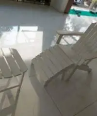 White Adirondack table and chairs