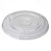 Clear PET Plastic Flat Lids With Straw Slot