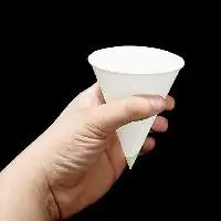 4 oz. White Roll Rim Cone Cups