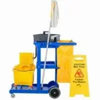Janitor Cart Kit With Yellow Mop Bucket
