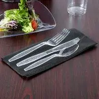 17x17 Black Pre-Rolled Linen-Feel Napkin
