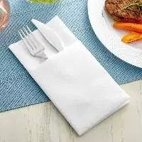 White Linen-Feel Pocket Fold Dinner Napkin