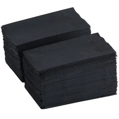 15x 17 Black 2-Ply Paper Dinner Napkin