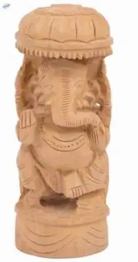 Wood Carved Round Shaped Lord Ganesh