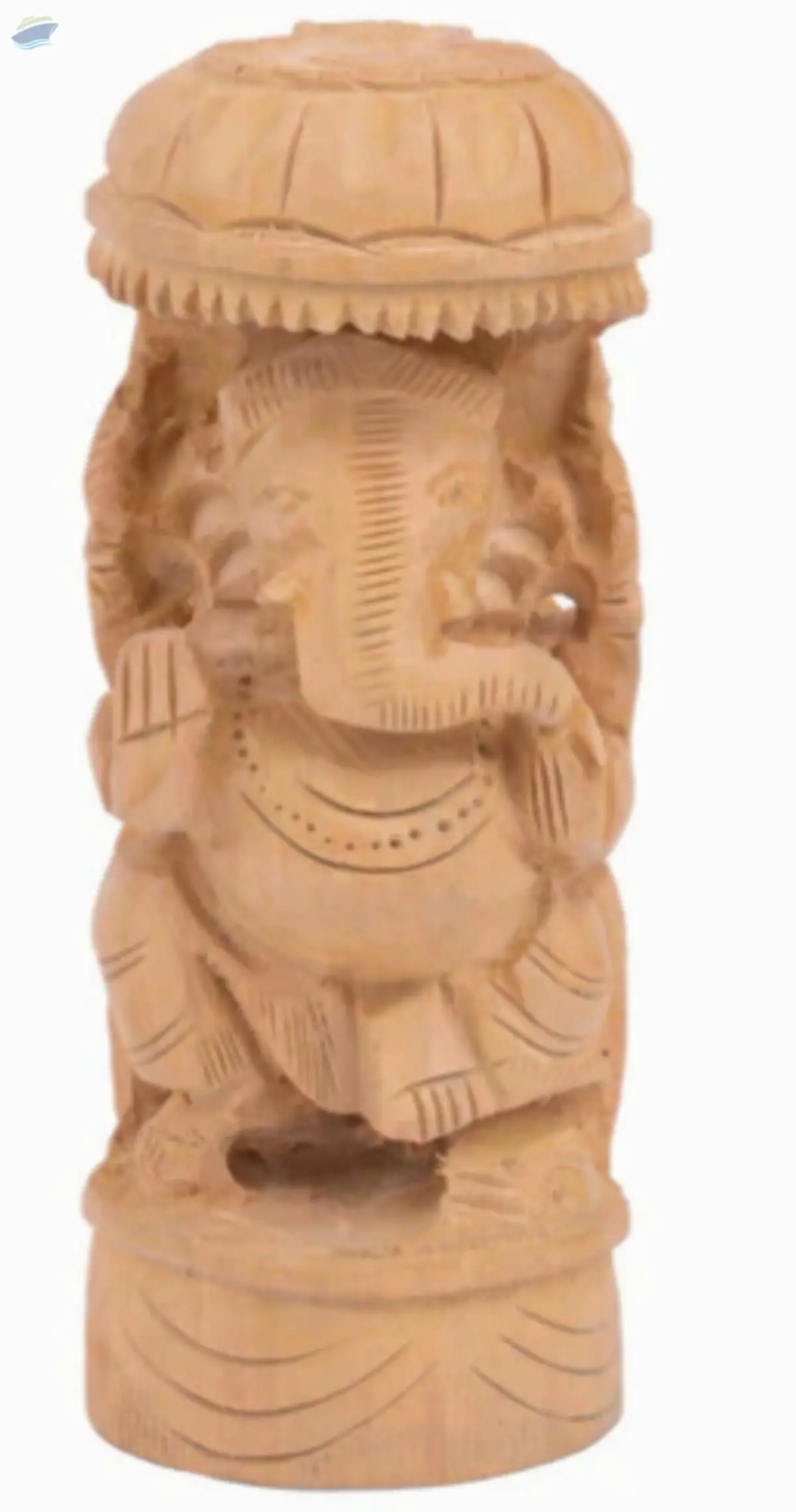 Wood Carved Round Shaped Lord Ganesh