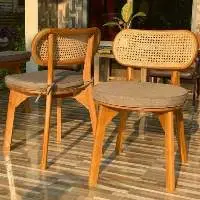Rattan Fabric Seat Chair