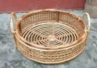 Cane Round Tray With Top Handle - Large