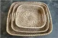 Square Cane Tray With Cut Handle - Set Of 3