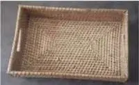 Rectangular Cane Tray With Cut Handle