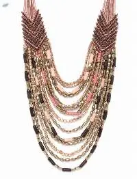 Women Pink & Black Beaded Necklace