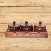 Wooden Tray with Container Set