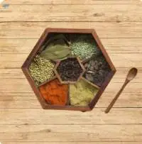 Wooden Spice Box Set with Spoon