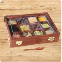 Wooden Spice Box Set with Spoon