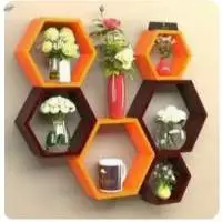 Wooden Intersecting Wall Shelves