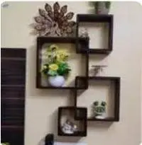 Wooden Intersecting Wall Shelves