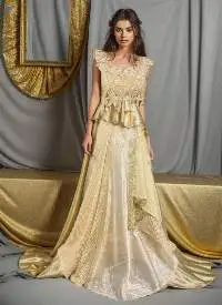 Golden Draped Skirt Top