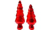 Red Mercury Glass Tree, 14 In & 12 In