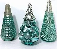Turquoise Mercury Glass Tree, 14 In , 15 In & 16