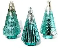 Turquoise Mercury Glass Tree, 12 In, 9In & 12 In
