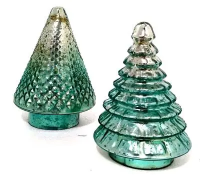 Turquoise Mercury Glass Tree, 8 In