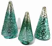 Turquoise Mercury Glass Tree, 15 In, 9In & 12 In