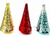 Red & Champagne Mercury Glass Tree, 12In