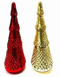 Red & Champagne Mercury Glass Tree, 12 In