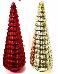 Red & Champagne Mercury Glass Tree, 22In
