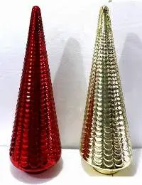 Red & Champagne Mercury Glass Tree, 22In