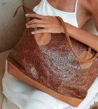 Hand-Carved Leather Big Bag