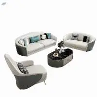 Prada Modern White Faux  Leather Sofa Set