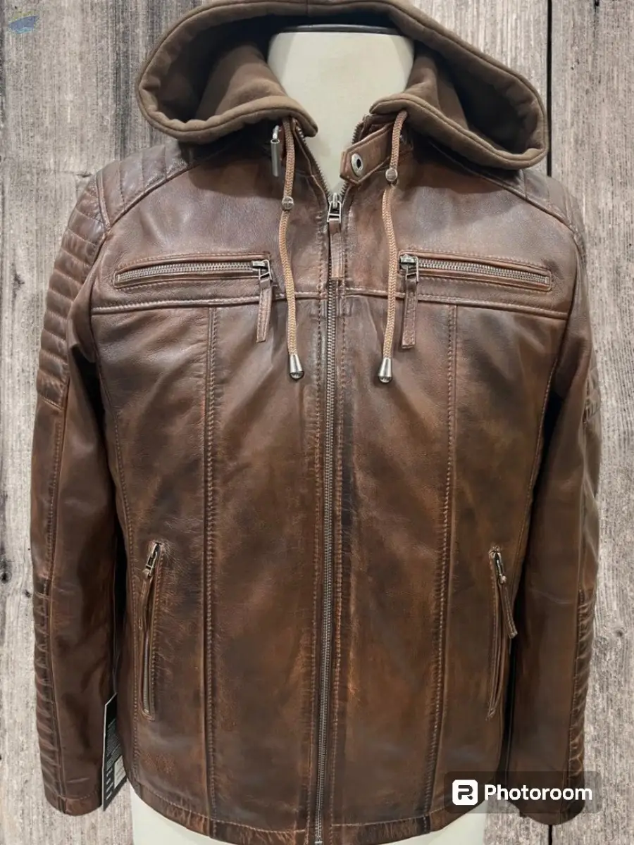 G109-2 Leather Fleece Hoody