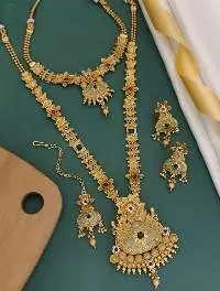 Designed Gold Plated Rajwadi Jewellery Set