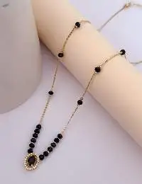 Gold Plated AD & Crystal Studded Necklace Chain