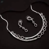 Designed Fancy Rhodium Plated Necklace Set