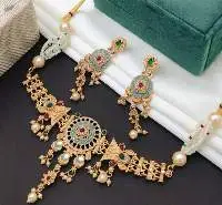 Gold Plated Brass Alloy Matter Choker Set