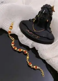 Gold Plated Rudraksh Bracelet For Men