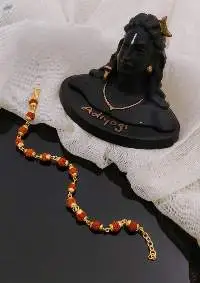 Gold Plated Rudraksh Bracelet For Men