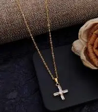 Gold Plated Fancy Diamond Pendant Chain