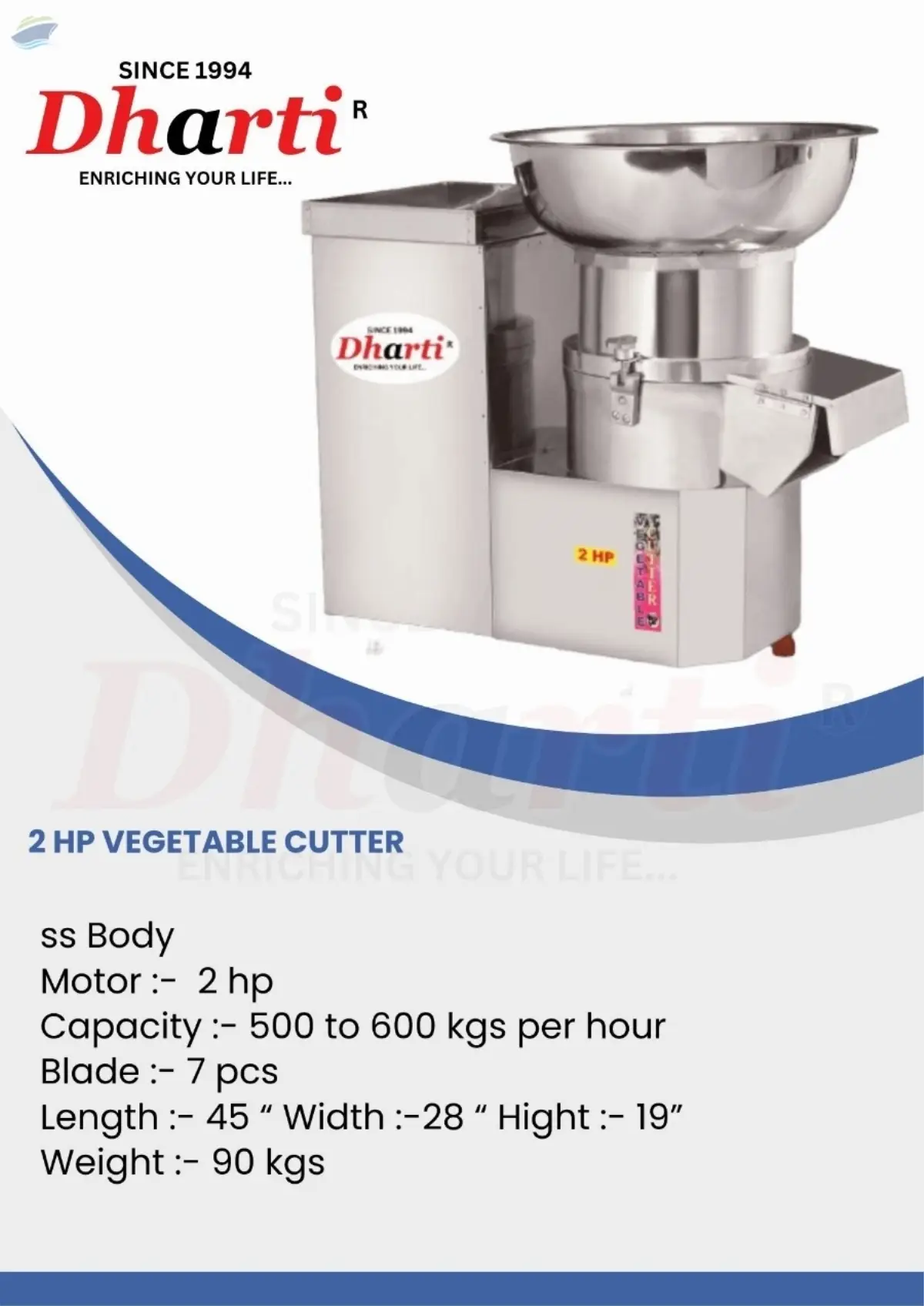 2 Hp Vegetable Cutting Machine